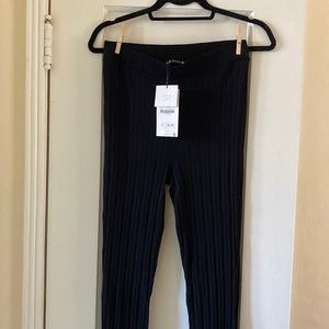 Zara Black Ribbed Bellbottom Leggings